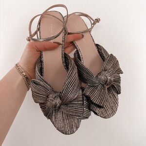 Dahlia Gold Pleated Bow Heel Loeffler Randall